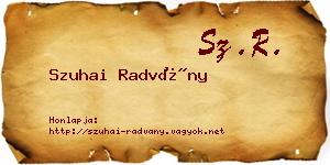 Szuhai Radvány névjegykártya